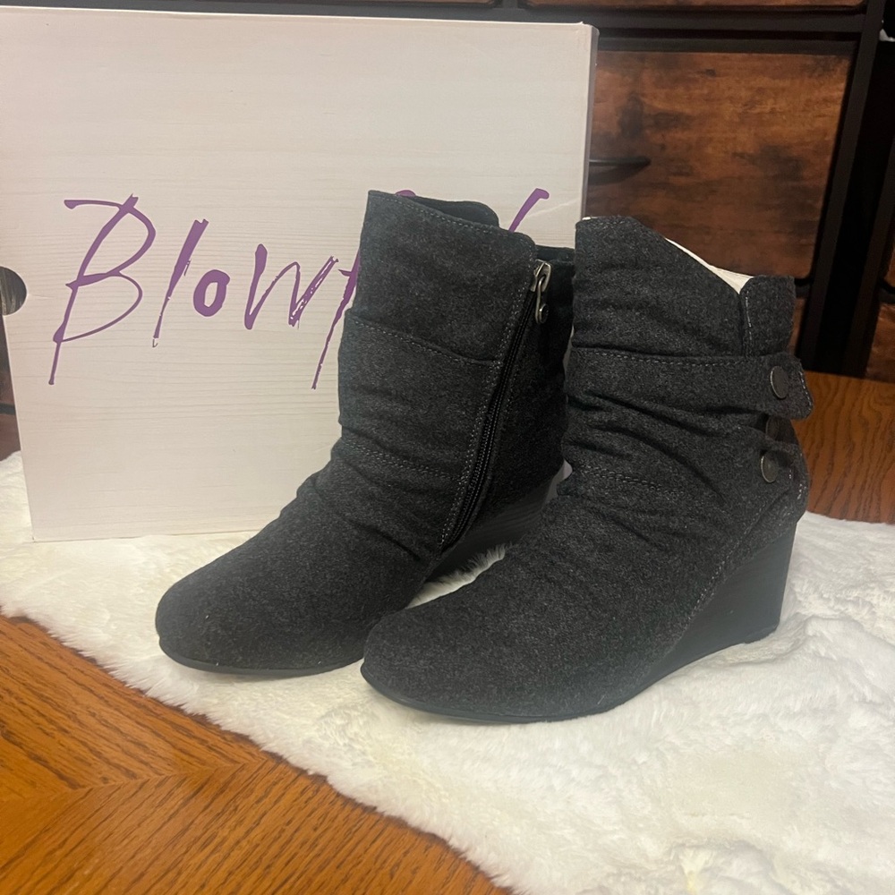 Blowfish Charcoal Wedge Booties